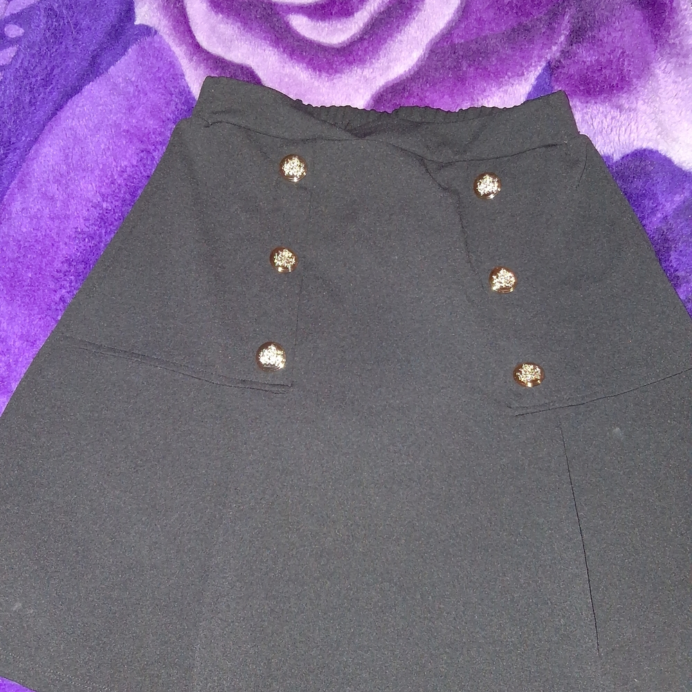 Black and Gold Asymmetrical A-Line Mini Skirt